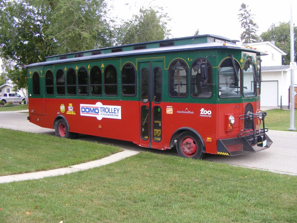 Red and green heritage trolley